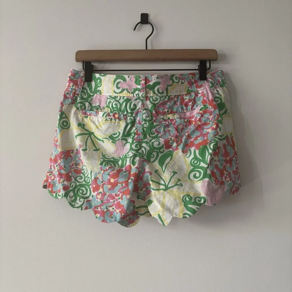 Lilly Pulitzer Buttercup Scalloped Shorts Butterfly‎ Print Size 4 Preppy